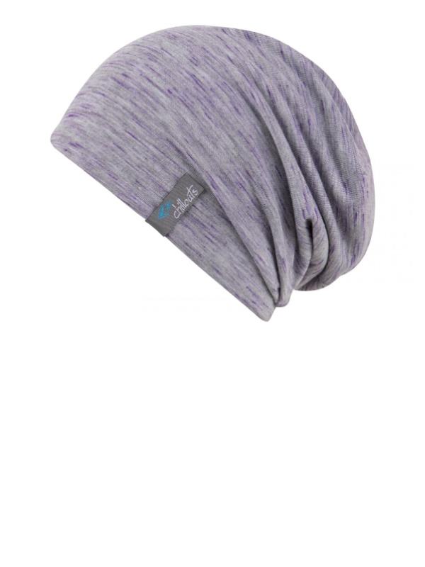 Beanie Leeds grijs met violet - chemo mutsje / alopecia mutsje Beanie Leeds grijs met violet - chemo mutsje / alopecia mutsje