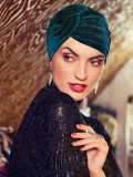Turban Pearl Boho Spirit - Velvet Green - chemo mutsje velvet / alopecia hoofdbedekking Turban Pearl Boho Spirit - Velvet Green - chemo mutsje velvet / alopecia hoofdbedekking