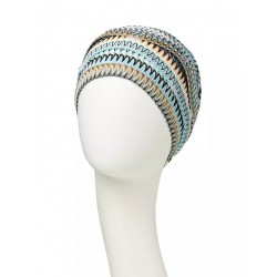 Mutsje Ruby Skye Zig-Zag Blue - chemo muts / alopecia hoofdbedekking