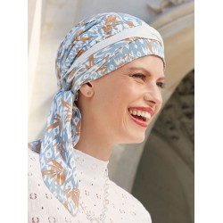 Chemo mutsjes Christine - Sjaalmutsje Beatrice - Ikat Blues - voorgevormd chemo sjaaltje