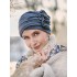 Hippe chemo mutsjes - Turban HocLotus Dark Blue Denim - chemo muts winkel