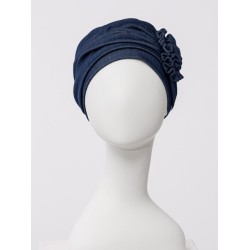 Turban HocLotus Dark Blue Denim - chemo hat / alopecia hat