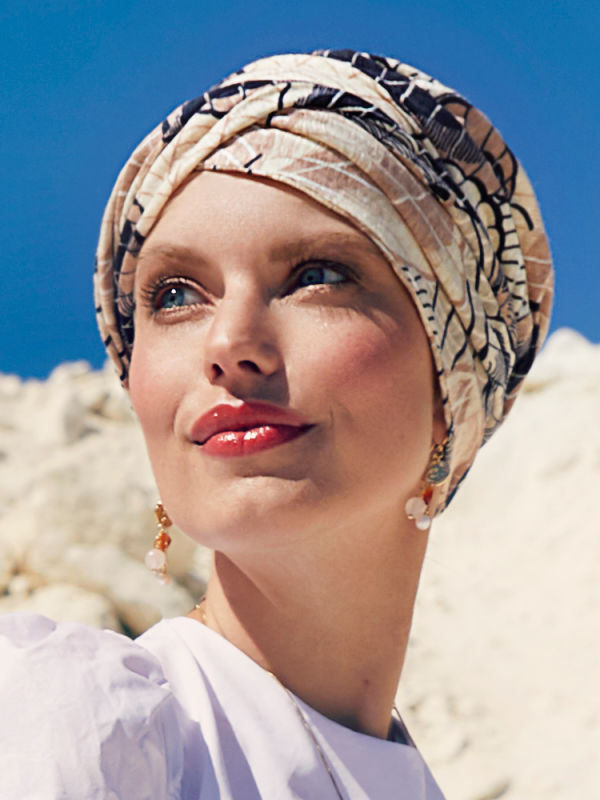 Turban Shakti Linnen Caramel Dreams - chemo muts / alopecia mutsje Turban Shakti Linnen Caramel Dreams - chemo muts / alopecia mutsje