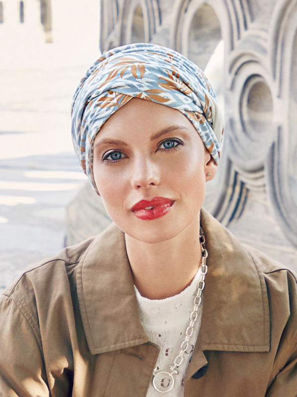 Turban Shakti Ikat Blues - chemo mutsje / alopecia mutsje Turban Shakti Ikat Blues - chemo mutsjes Christine headwear