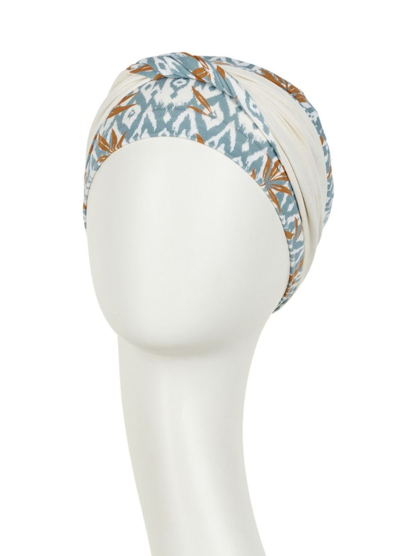 Turban Shakti Ikat Blues - chemo mutsje / alopecia mutsje Turban Shakti Ikat Blues - chemo mutsjes Christine headwear