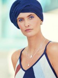 Chemo mutsjes Christine Headwear Nederland - Turban Luna Dark Blue Plissé