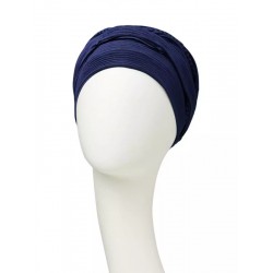 Turban Luna Dark Blue Plissé - chemo hat / alopecia turban