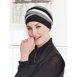 Top Shanti Grijs Zwart Ivoor - chemo muts / alopecia hoofdbedekking