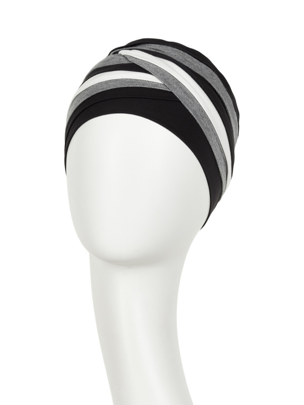Top Shanti Grijs Zwart Ivoor - chemo muts / alopecia hoofdbedekking Top Shanti Grijs Zwart Ivoor - chemo muts / alopecia hoofdbedekking