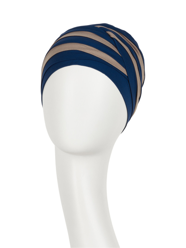 Top Shanti nachtblauw/zand - chemo mutsje / alopecia hoofdbedekking Top Shanti nachtblauw/zand - chemo mutsje / alopecia hoofdbedekking