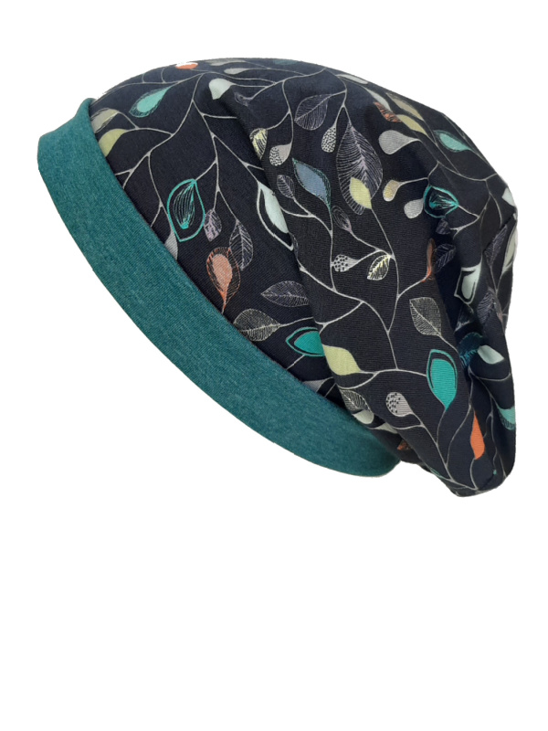 Top Mix Navy Leaves - chemo mutsje / alopecia mutsje Top Mix Navy Leaves - chemo mutsje / alopecia mutsje