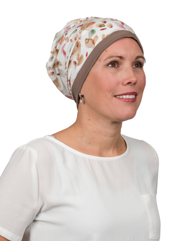 Top Mix Splash Taupe - chemo mutsje / alopecia mutsje Top Mix Splash Taupe - chemo mutsje / alopecia mutsje