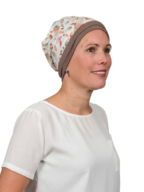 Top Mix Splash Taupe - chemo mutsje / alopecia mutsje Top Mix Splash Taupe - chemo mutsje / alopecia mutsje