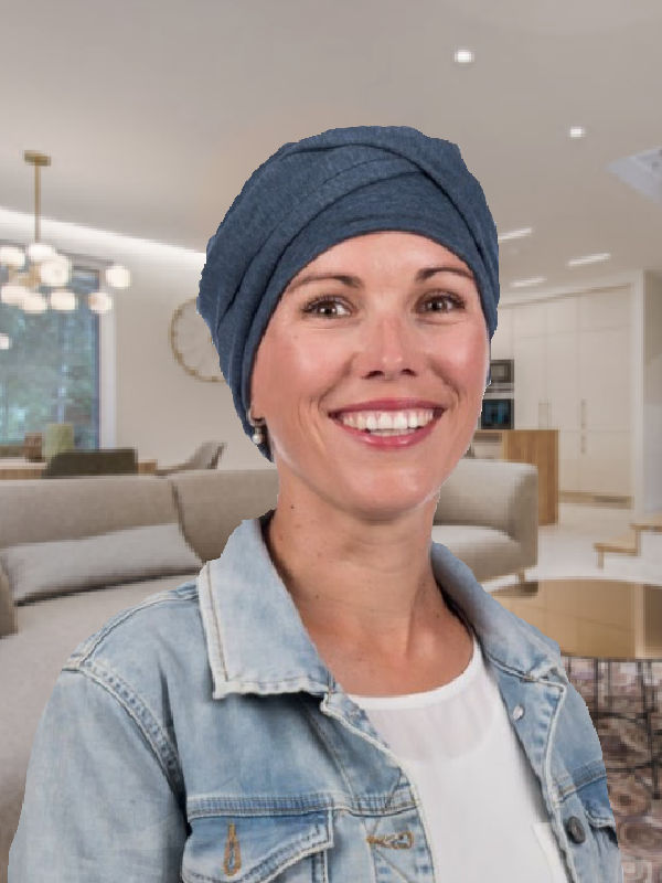 Top PLUS jeans - chemo mutsje / alopecia turban Chemo mutsjes Mooihoofd - Top PLUS jeans