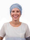 Chemo mutsjes Mooihoofd - Top PLUS blauw melee - alopecia vrouwen