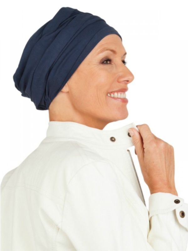 Top PLUS Navy - mutsje voor chemo of alopecia vrouwen 