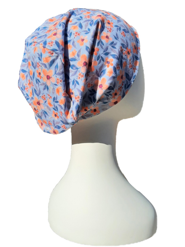 Chemo mustjes chemo muts Top Tio Flowers Rusty/Blue - alopecia vrouwen