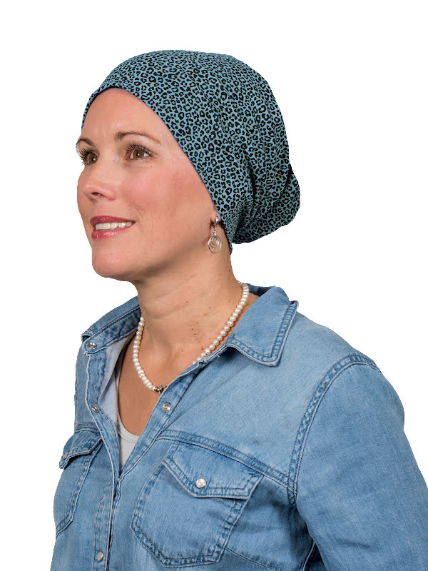 Top Tio Leopard blue - chemo hat / alopecia hat