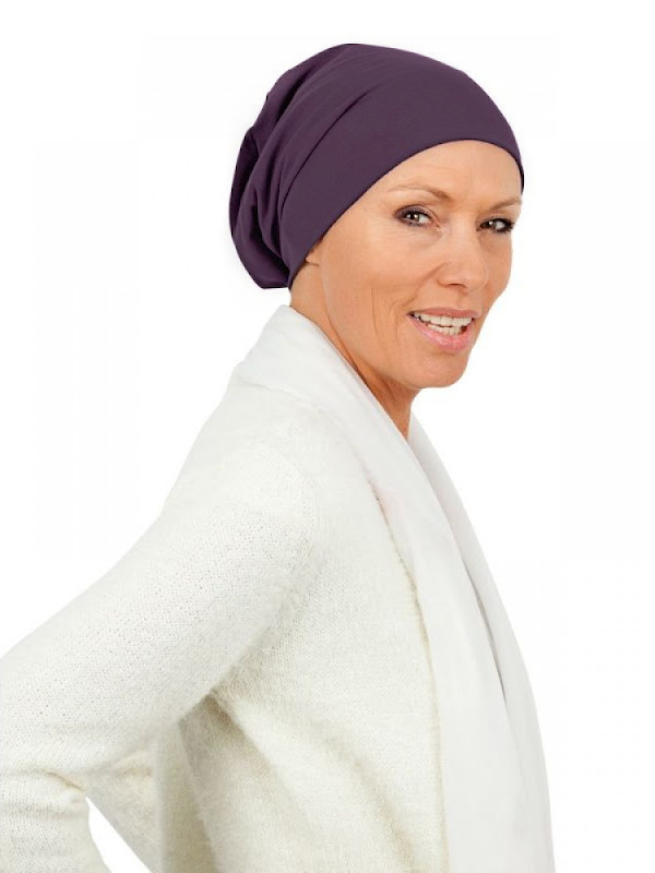 goedkope chemo mutsjes winkel - Top Tio aubergine - chemo muts