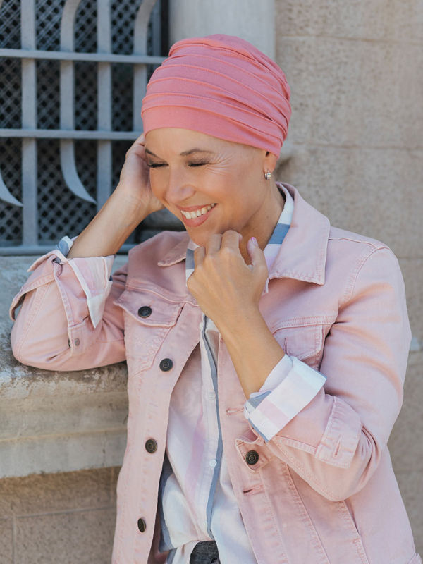 Hippe Chemo mutsjes chemo muts winkel - Top Aura mauve rose