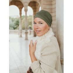 Top Aura Army Green - chemo mutsje / alopecia mutsje Hippe Chemo mutsjes chemo muts winkel - Top Aura Army Green