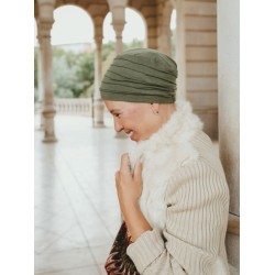 Top Aura Army Green - chemo mutsje / alopecia mutsje Hippe Chemo mutsjes chemo muts winkel - Top Aura Army Green