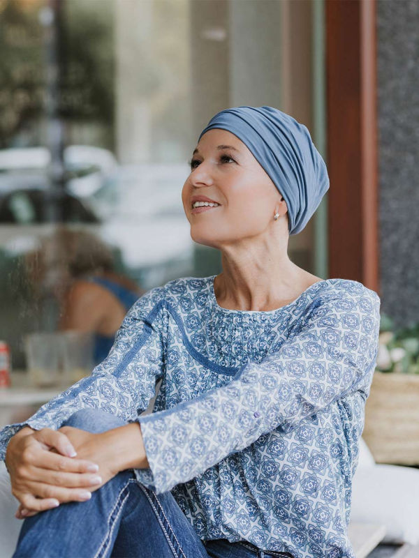 Chemo Slaapmuts Descanso Blue denim - nachtmutsjes chemo