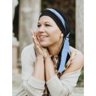 Hoofddoekjes bij chemo sjaaltjes - Sjaalmutsje Doris Zwart-Blauw - hippe chemo mutsjes