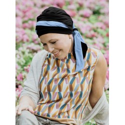 Hoofddoekjes bij chemo sjaaltjes - Sjaalmutsje Doris Zwart-Blauw - hippe chemo mutsjes