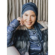 Hoofddoekjes chemo sjaaltjes chemo mutsjes - Sjaalmutsje Doris glowing - striped blue