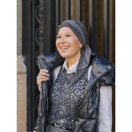 Hoofddoekjes chemo sjaaltjes chemo mutsjes - Sjaalmutsje Doris glowing - striped grey