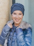 Hippe chemo mutsjes winkel - Mutsje Lucia - Glowing striped blue