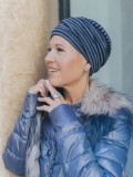 Hippe chemo mutsjes winkel - Mutsje Lucia - Glowing striped blue