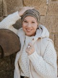 Hippe chemo mutsjes winkel - Mutsje Lucia - Glowing striped caramel