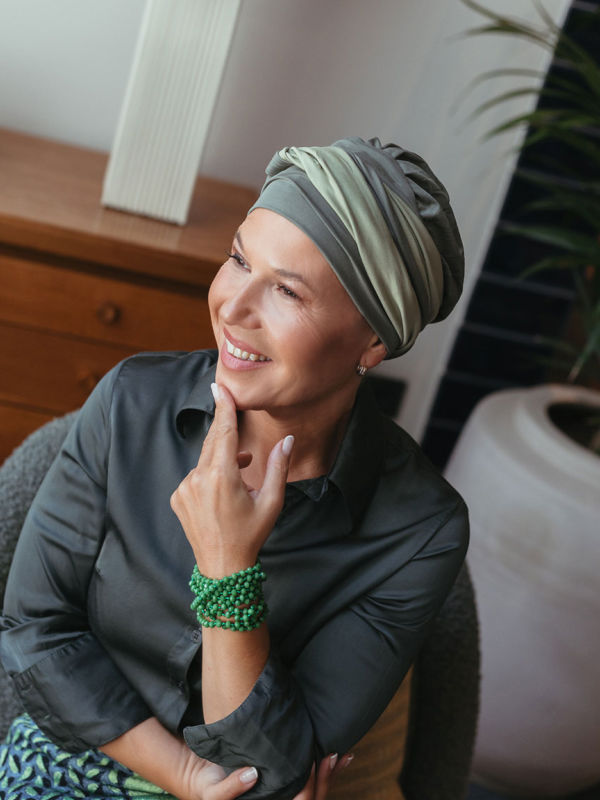 Hippe chemo mutsjes winkel - Mutsje Lucia Duo Olive