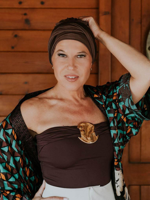 Hippe chemo muts winkel - Mutsje Lucia duo cocoa - chemo mutsjes zomer
