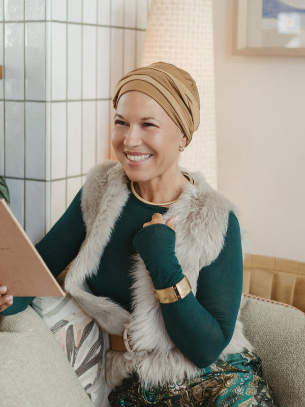 Hippe chemo muts winkel - Mutsje Lucia Duo Caramel
