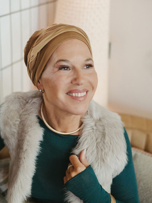 Hippe chemo mutsjes winkel - Mutsje Lucia Duo Caramel