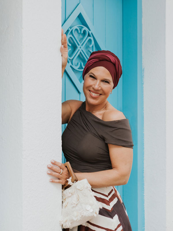 Hippe chemo mutsjes winkel - Mutsje Lucia Duo Merlot