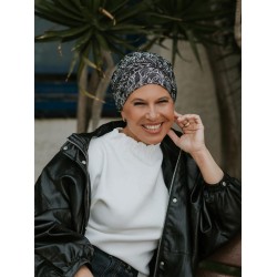 Hippe chemo mutsjes winkel - Mutsje Lucia Floral Black - chemo muts zomer