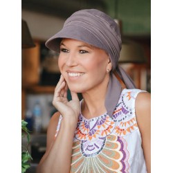 Pet Sofia grijs-bruin - chemo mutsje / alopecia mutsje Pet Sofia grijs-bruin - chemo mutsjes van Felice Headwear - chemo muts zomer