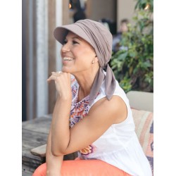 Pet Sofia grijs-bruin - chemo mutsje / alopecia mutsje Pet Sofia grijs-bruin - chemo mutsjes van Felice Headwear - chemo muts zomer