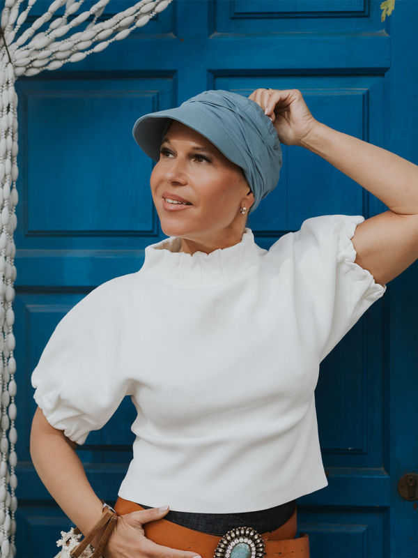 Chemo pet dames chemo mutsjes - Pet Sonia blue denim