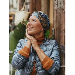 Top Susan Garden Blue - chemo mutsje /  alopecia hoofdbedekking Hippe chemomutsjes Mooihoofd - Top Susan Garden Blue