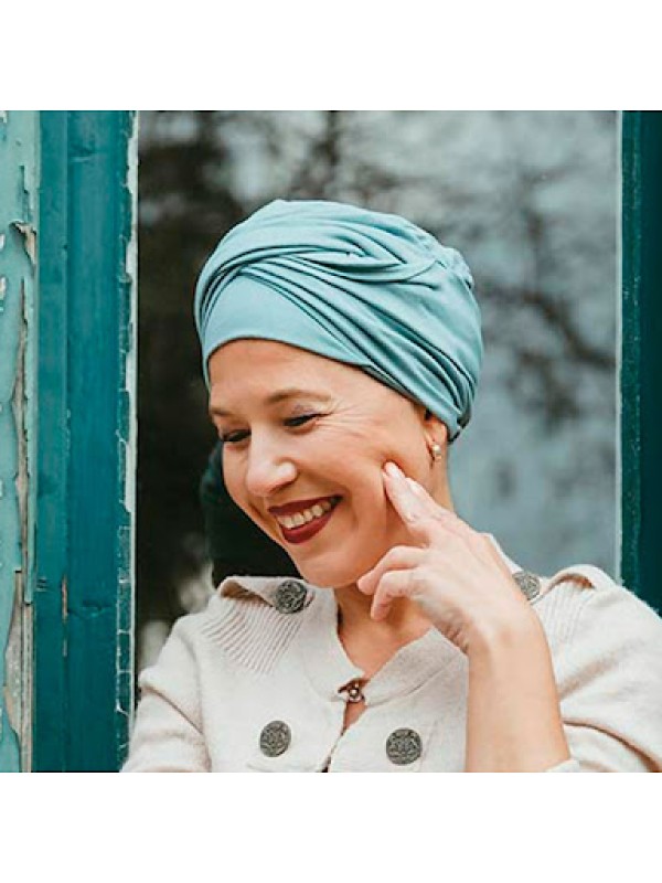 Chemo mutsjes winkel - Top Susan Smoke Blue - chemomutsjes Mooihoofd