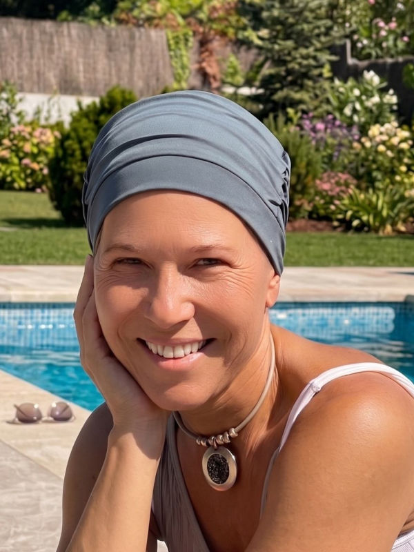 chemo mutsjes zwemmen - zwem mutsje staal blauw - badmuts