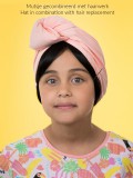 Mutsje Barba Papa gecombineerd met haarwerk (pony) Mutsje Barba Papa - chemo mutsje voor meisjes
