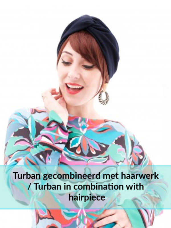 Turban Nicole Cross-Navy - chemo mutsje / alopecia mutsje