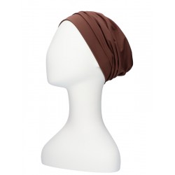Comfortabel mutsje Iris Bruin - chemo mutsje / alopecia mutsje Comfortabel mutsje Iris Bruin - chemo mutsjes zomer te koop bij Mooihoofd.
