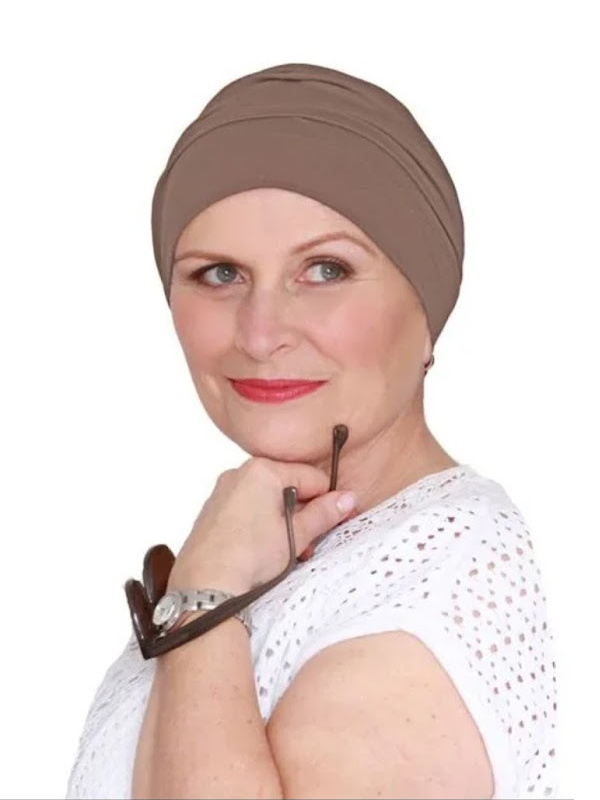 Comfortable hat Iris Taupe - chemo hat / alopecia hat